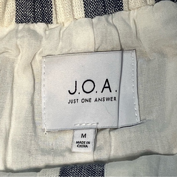 J.O.A. Revolve Blue and White Stripe Linen Jumpsuit Sz Medium - Picture 2 of 16